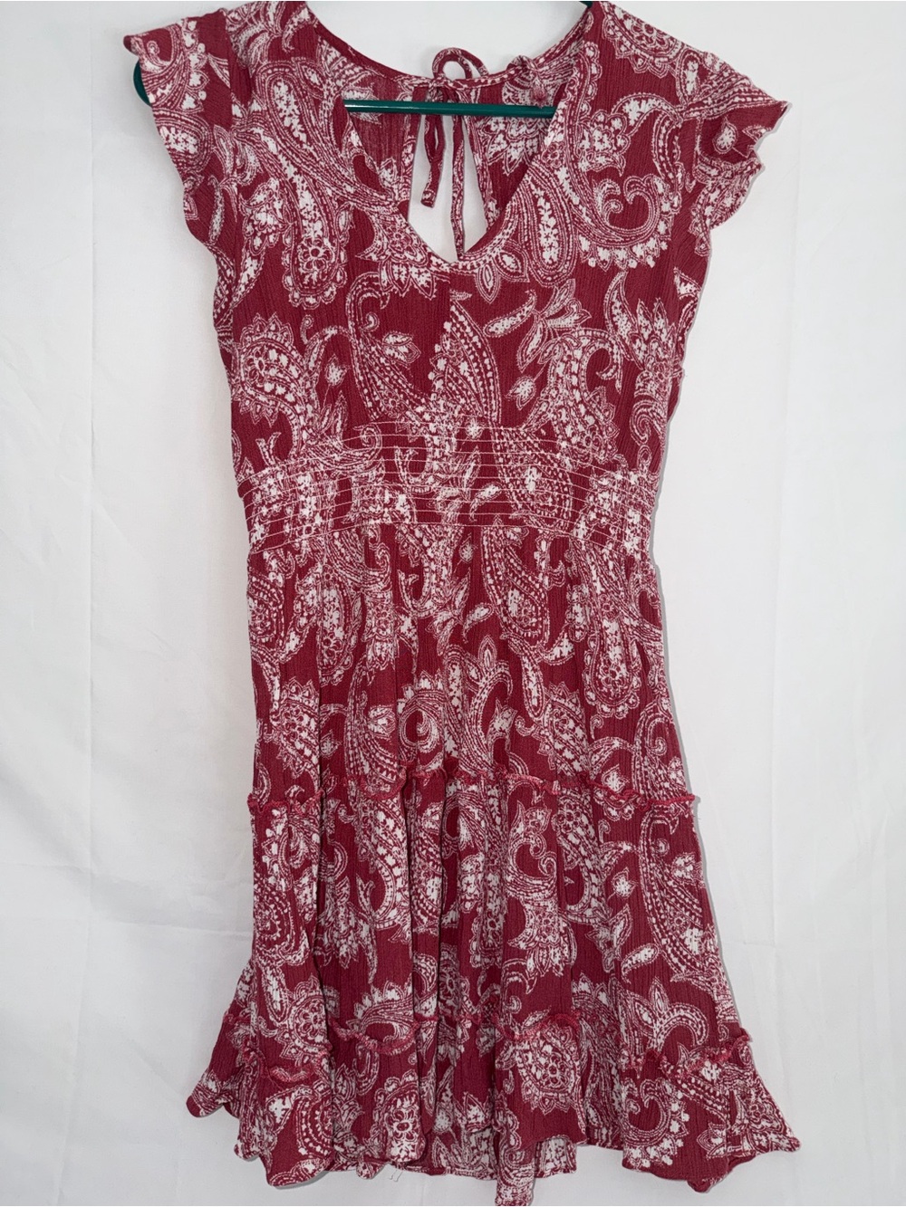 Blue B Collection Burgundy Paisley Tie-Back Dress